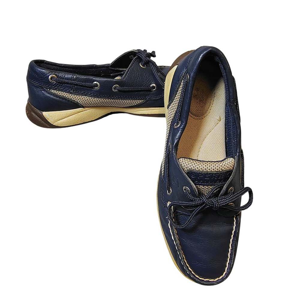 Sperry Top-Sider Bluefish‎ Womens 7M Navy Blue Leather Mesh Boat Shoes 9774761